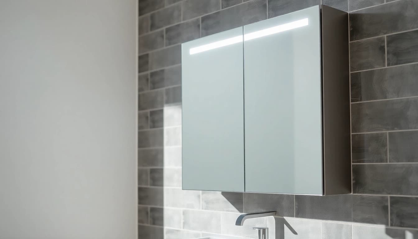 Stilvoller sonni Spiegelschrank mit modernen LED-Lichtern im Badezimmer