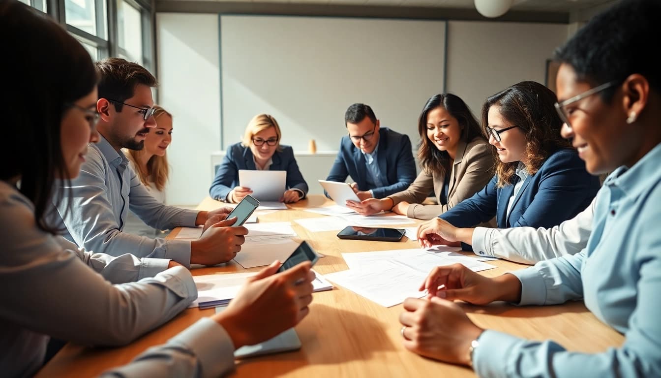 Engaging scene of professionals collaborating in Proposal Writing and Management.