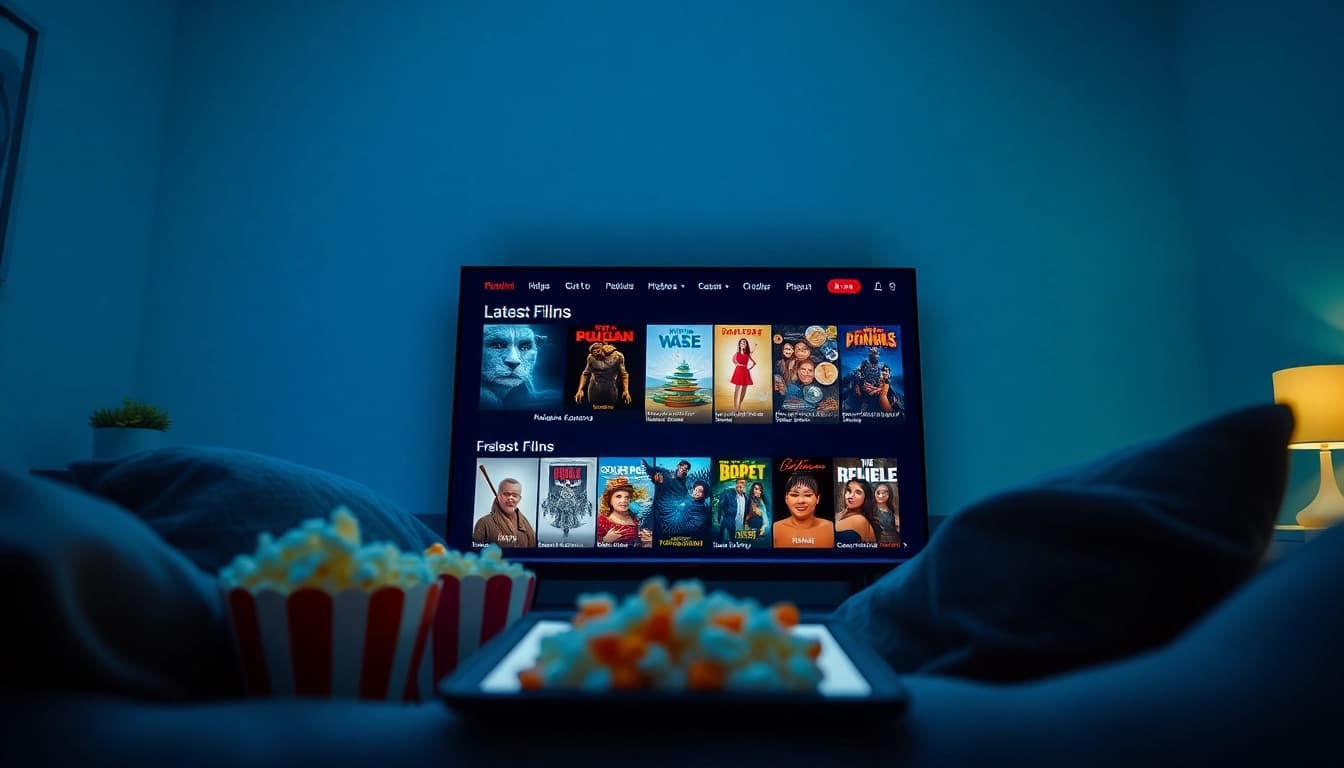 Experience rebahin's modern streaming interface for films with cozy atmosphere and digital devices.