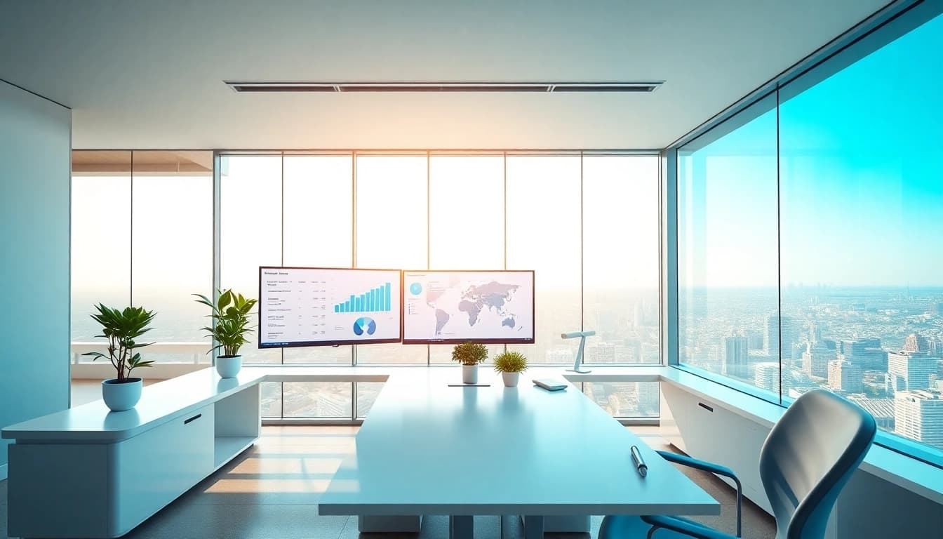 Brightet's innovative workspace design featuring sleek technology and natural lighting.