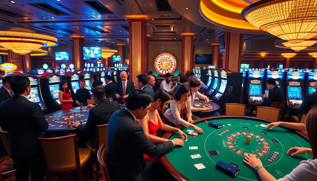 Experience thrilling gaming at https://tylekeo.asia/ with luxurious casino tables and vibrant slot machines.