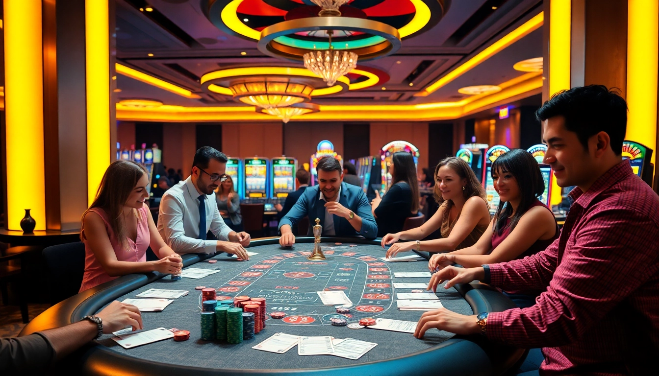 KQXS online gaming table with chips and cards showcasing high-stakes gambling action.