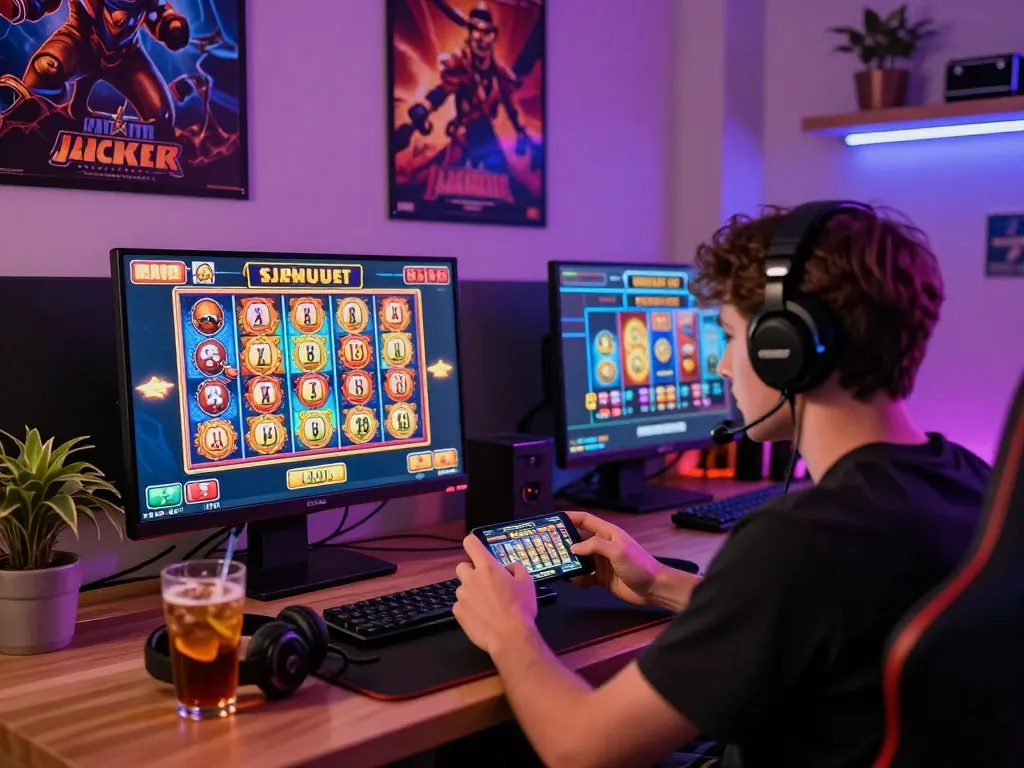 Experience the thrill of popotogel games on your smartphone in a vibrant home gaming environment.