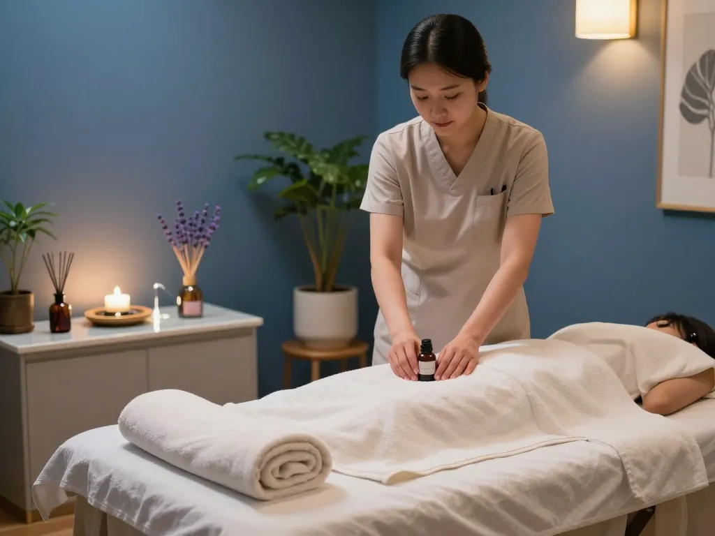 Stunning wellness spa prepared for a 강남스웨디시 massage with calming decor and aromatic oils.
