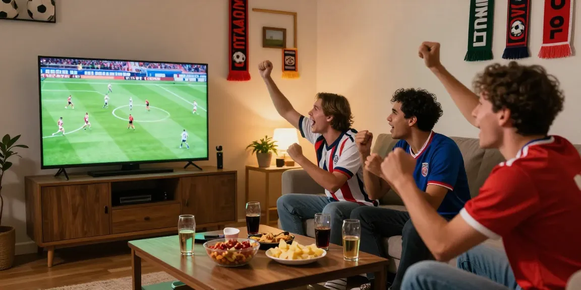Pengalaman nonton bola seru di rumah bersama teman-teman dengan tayangan HD.
