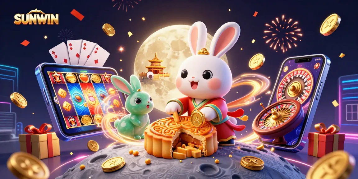 SUNWIN delights players with a vibrant scene of fortune, featuring traditional icons and modern gaming elements.