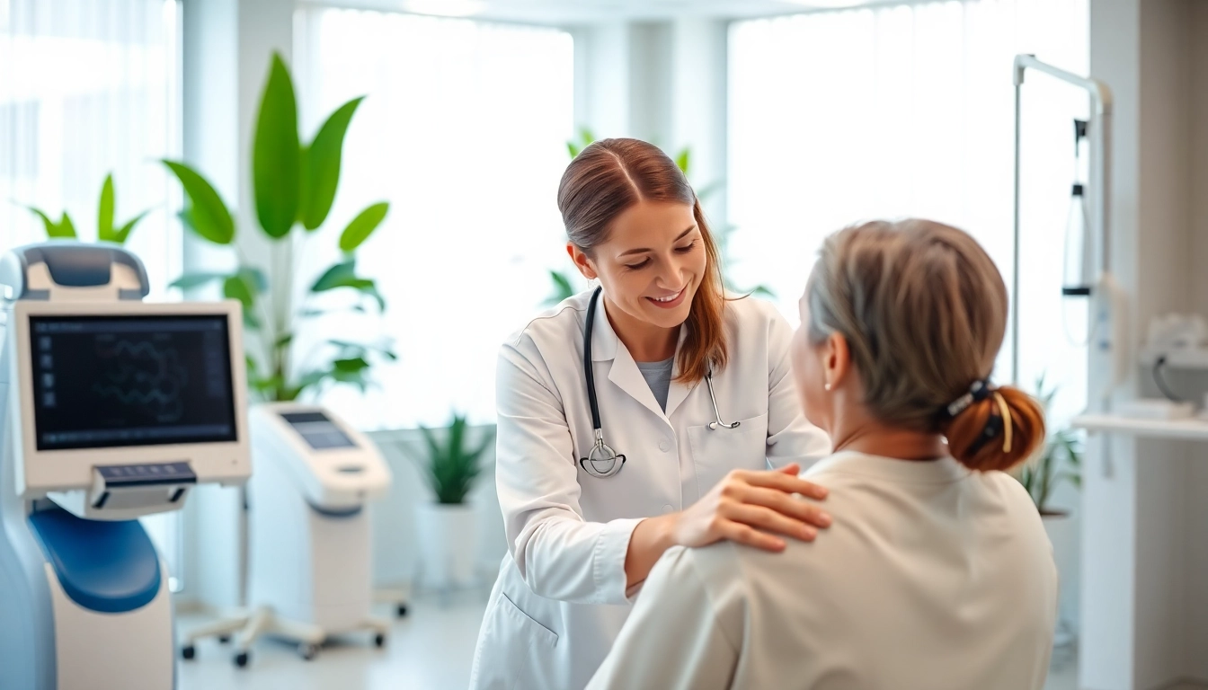 Therapist assisting a patient at Seventeen Physio, highlighting expertise and care in a bright clinic.