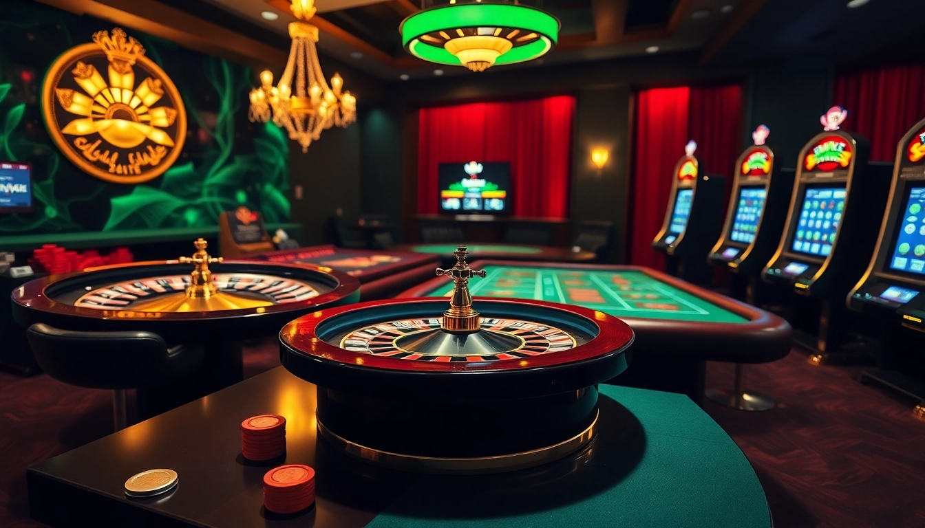 Joueurs excités interagissant avec des fonctionnalités époustouflantes dans un cadre de casino en ligne.