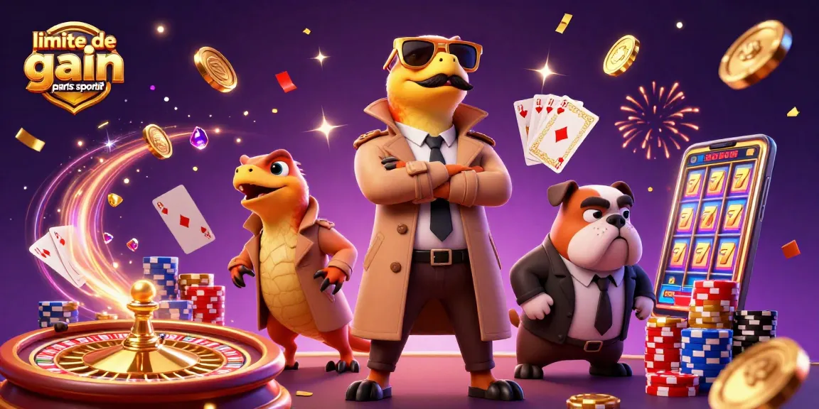 Les raptors en trench coat explorent la limite de gain paris sportif au casino, entourés de jetons et d'effets lumineux.
