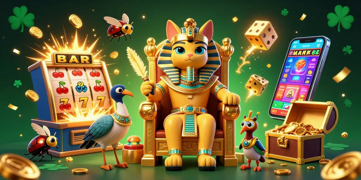 Experience BTV168's thrilling jackpot explosions with cartoon Egyptian pharaoh and gleaming treasures.