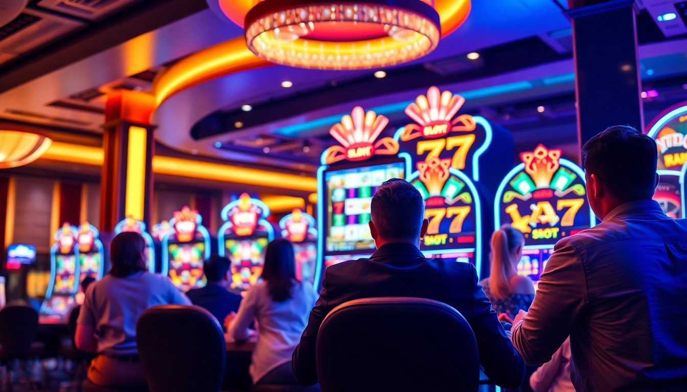 Menyaksikan Slot77 dalam suasana kasino yang bersinar dan nyaman dengan pemain yang antusias.
