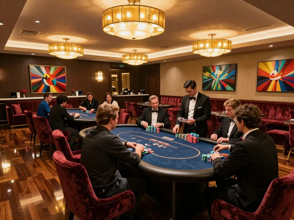 Experience exciting game play at uu88 vip poker tournaments in an upscale casino.