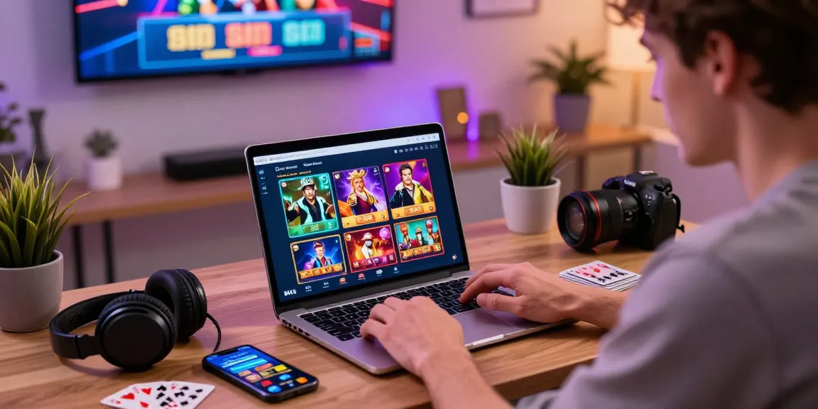 Exciting scene of a player engaging with a laptop at a home office, showcasing credit card casino options at https://brcs.co.uk.