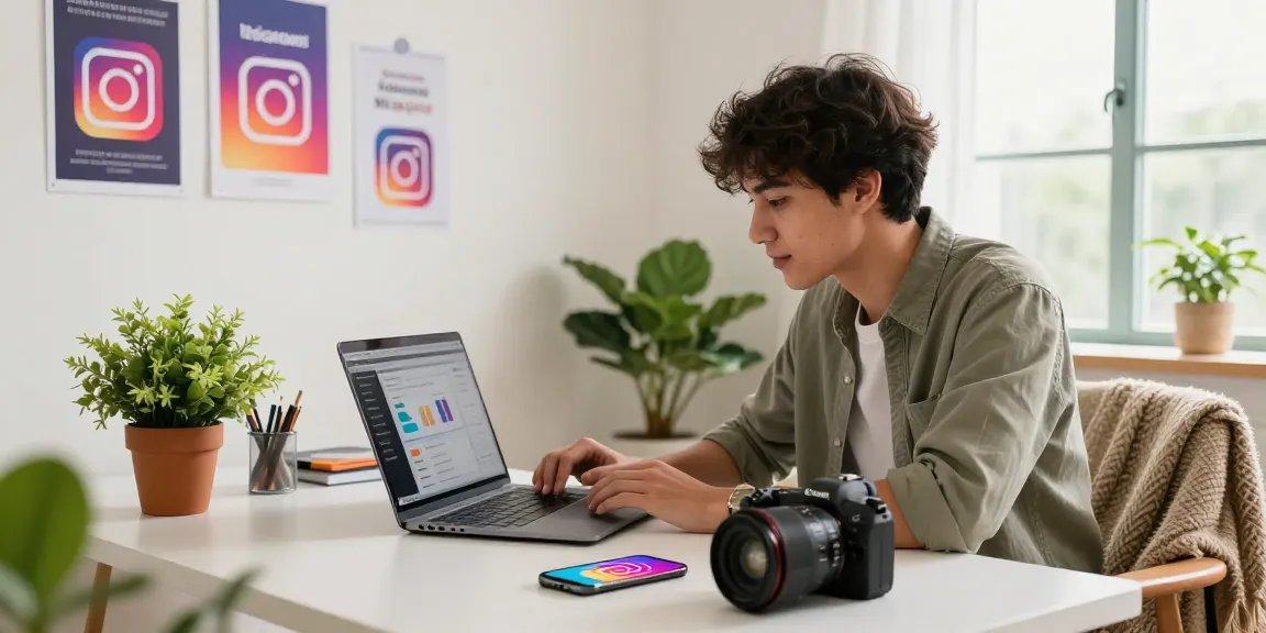 Buy Instagram views with influencers analyzing social media growth in a modern home office.