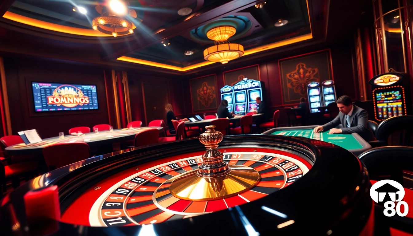 Players enjoying an exciting game at a roulette table in a luxurious casino setting, capturing the essence of viral88.