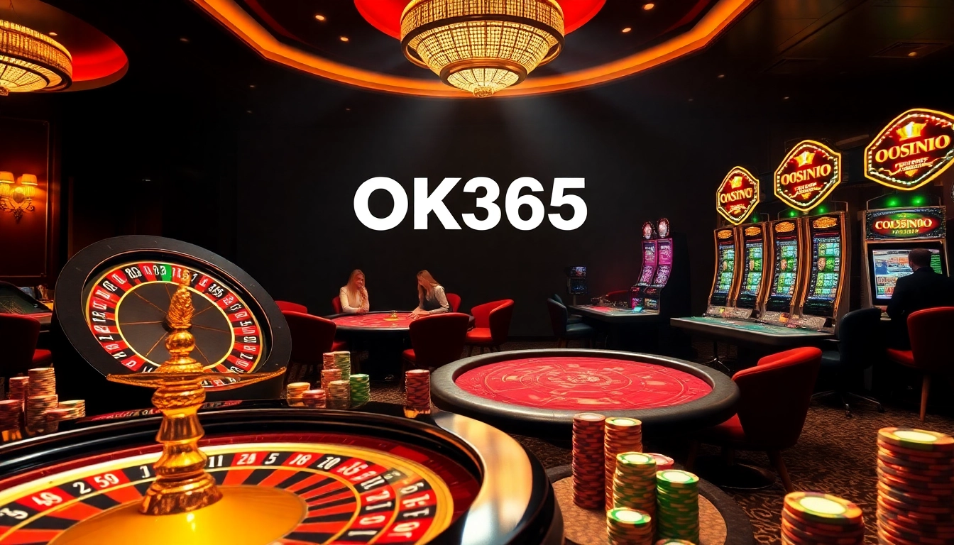 Engaging players at high-stakes poker tables in the luxurious OK365 casino experience.