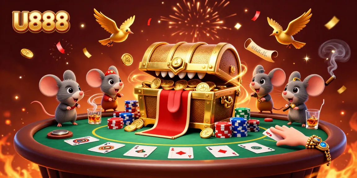 Playing exciting games at U888, where treasure chests and poker tournaments await!