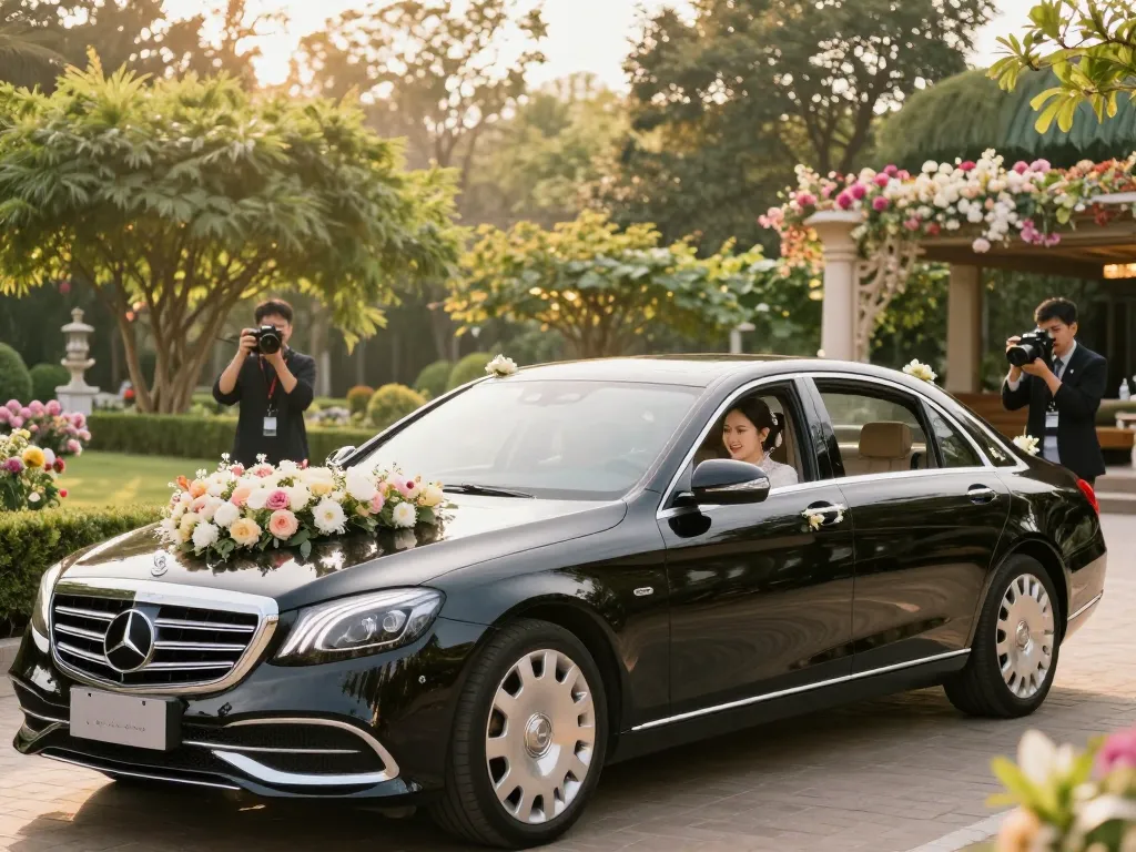 Thuê một chiếc Mercedes sang trọng cho đám cưới của bạn, tạo nên những kỷ niệm khó quên với sự thanh lịch và phong cách.