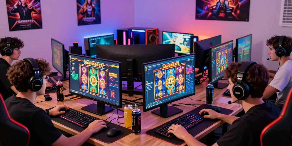 Players immersed in exciting garuda303 slot games in a vibrant gaming setup.