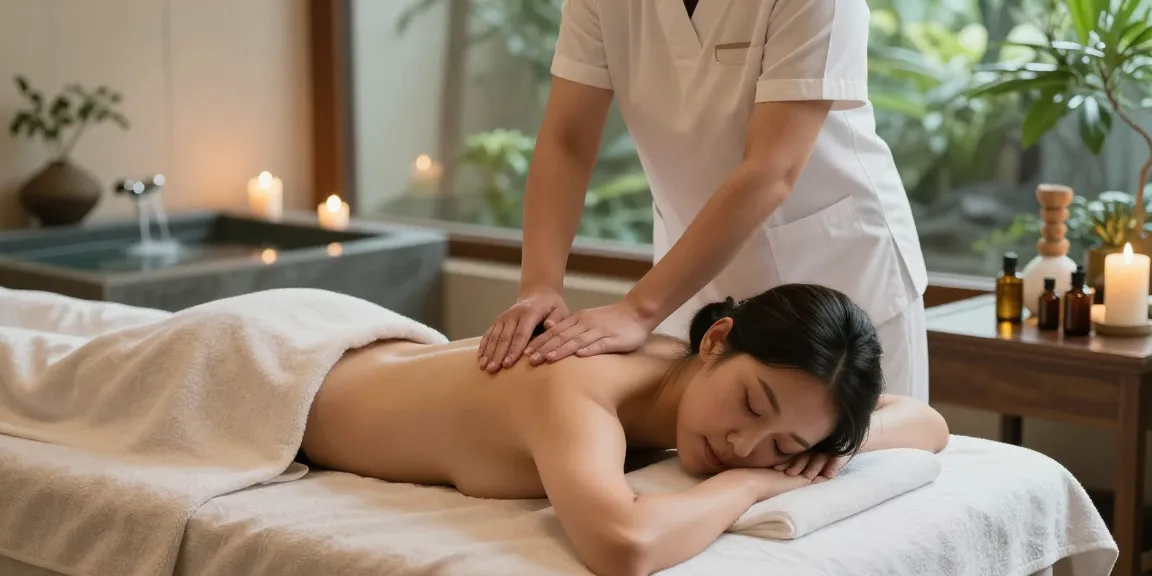 Relaxing 창원마사지 session in a serene spa environment with tranquil settings.