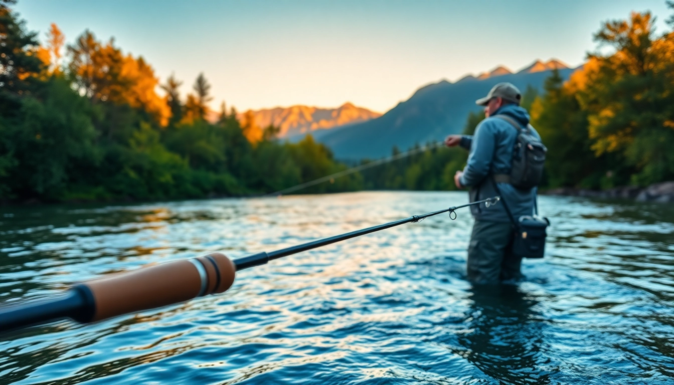 Experience the thrill of the best fly fishing rods in a tranquil river setting.