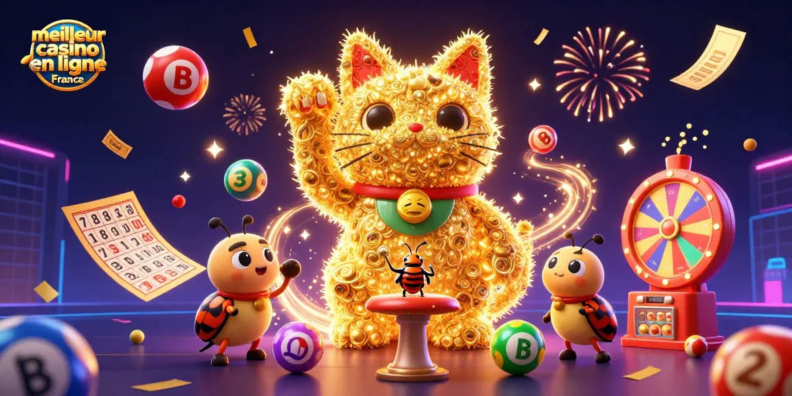 Les feux follets forment un chat chanceux dynamique au meilleur casino en ligne France, enveloppé de confettis et de loteries.