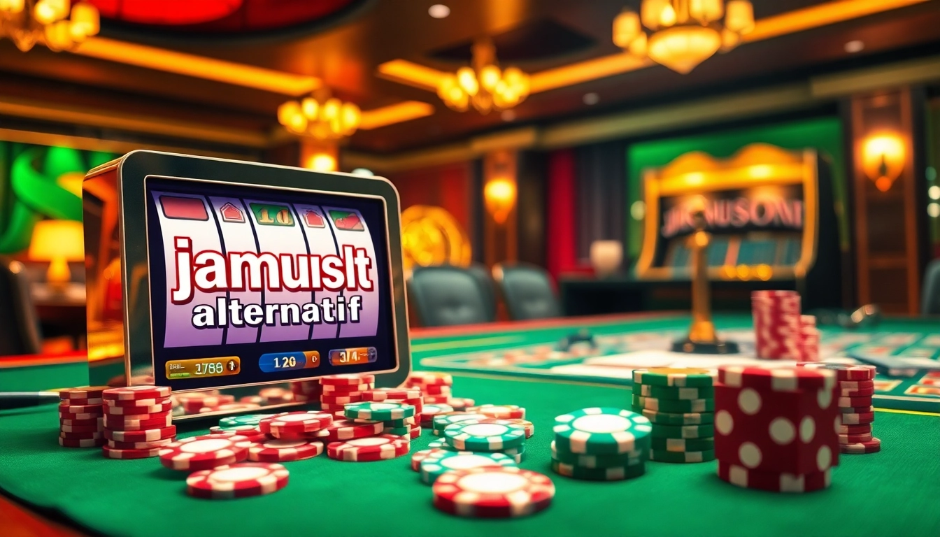 Engaging slot machine gameplay showcasing jamuslot alternatif with colorful casino elements.