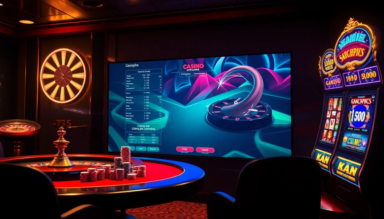Découvrez l'excitation du casino en ligne avec des roues de roulette vibrantes et des agencements de poker élégants.