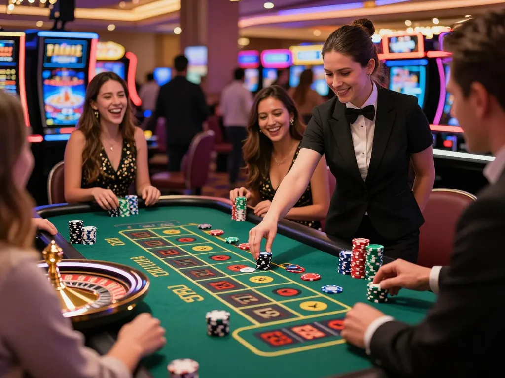 Betting at a spinning roulette wheel in Vegas at https://56win.bid/ highlights excitement and strategy.
