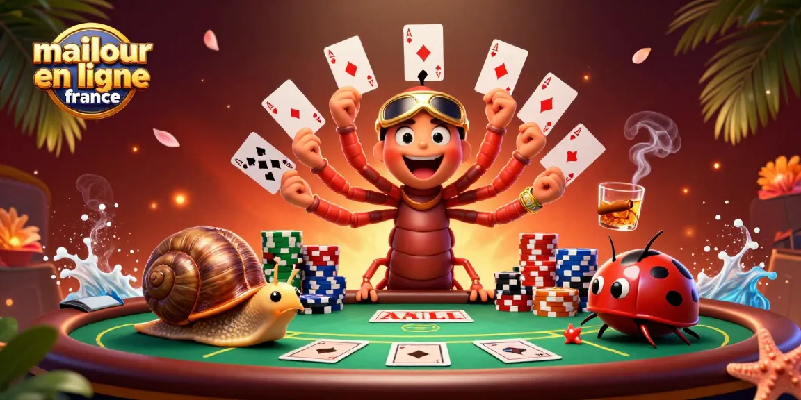 Jouer aux cartes et gagner des jetons au meilleur casino en ligne en France dans une scène animée.