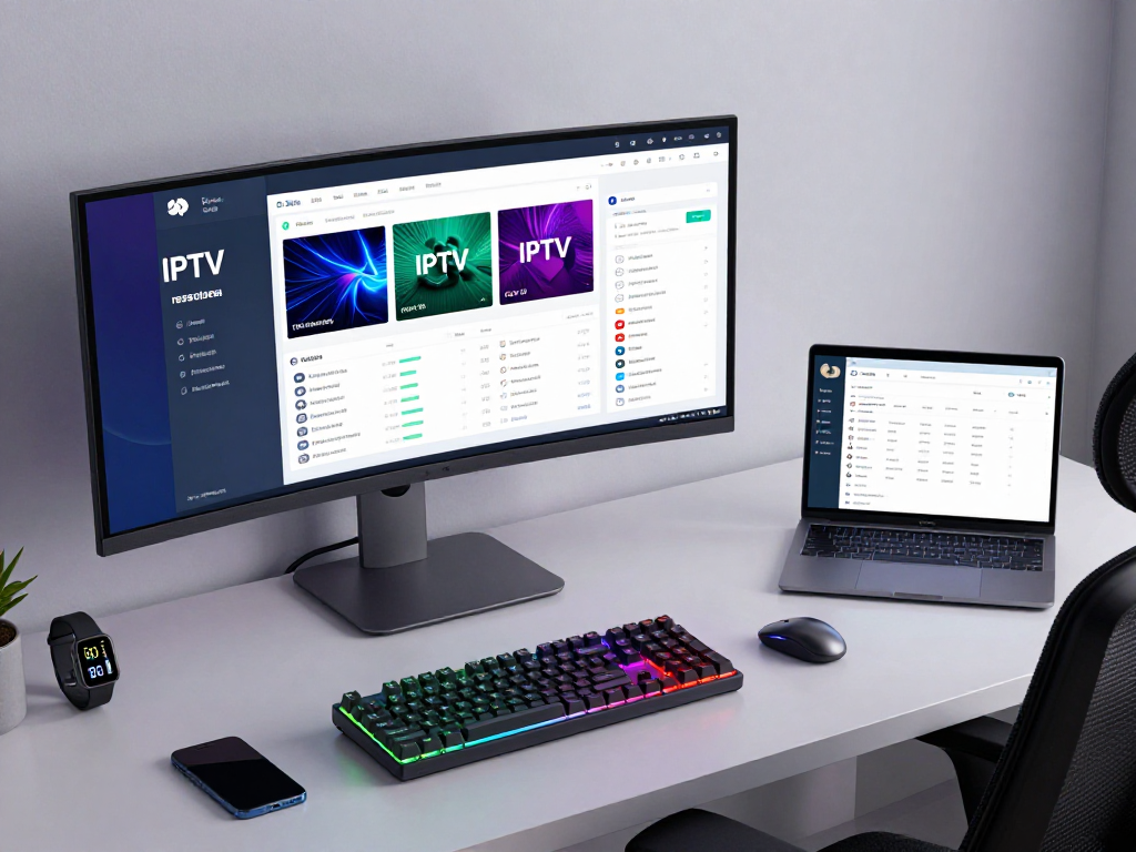 Iptv reseller control panel in a modern workspace showcasing advanced analytics for effective streaming business management.