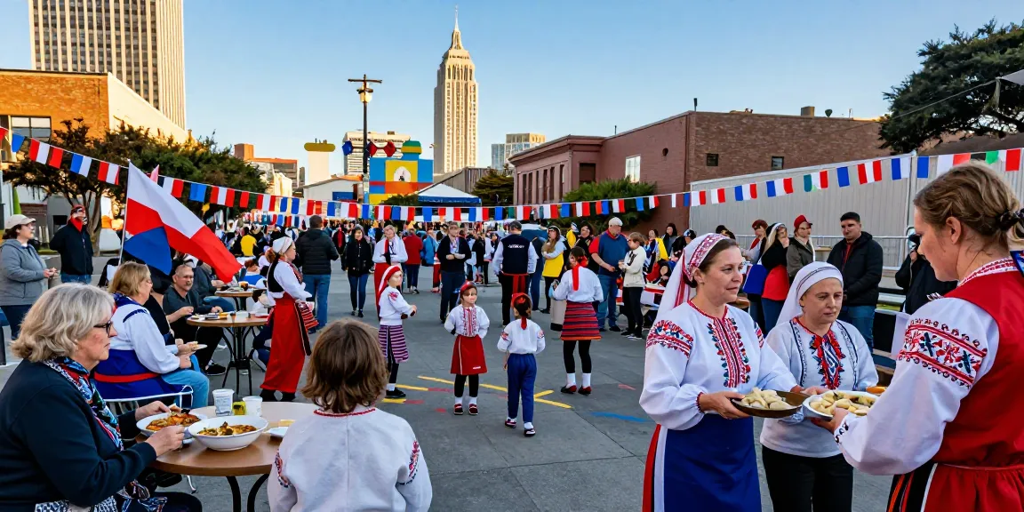 Community celebration of Polish culture in San Francisco, highlighting https://www.sfpol.com/ with traditional Polish dishes and cultural activities.