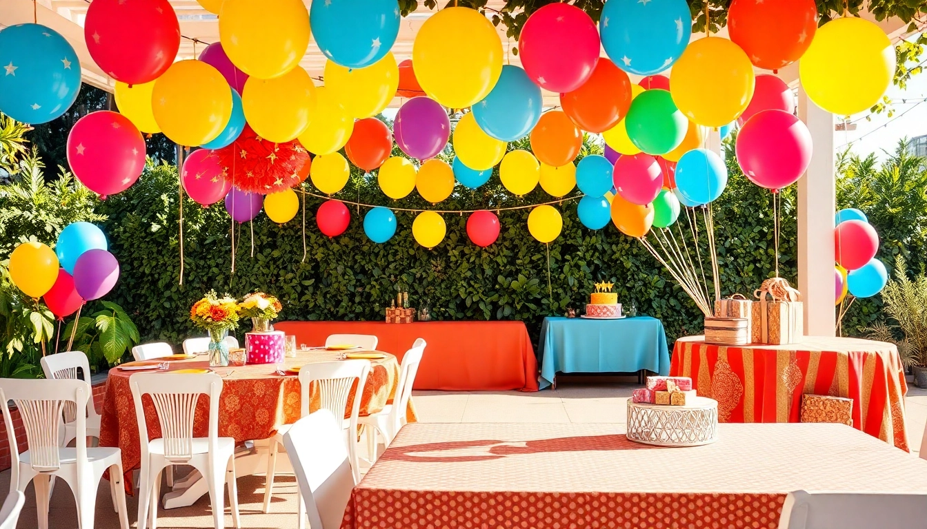 Engaging party rentals scene showcasing colorful setups for celebrations.