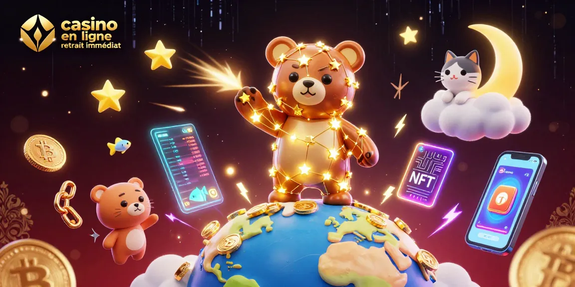 Illustration dynamique de casino en ligne retrait immédiat avec un ours constellation et des pièces d'or.