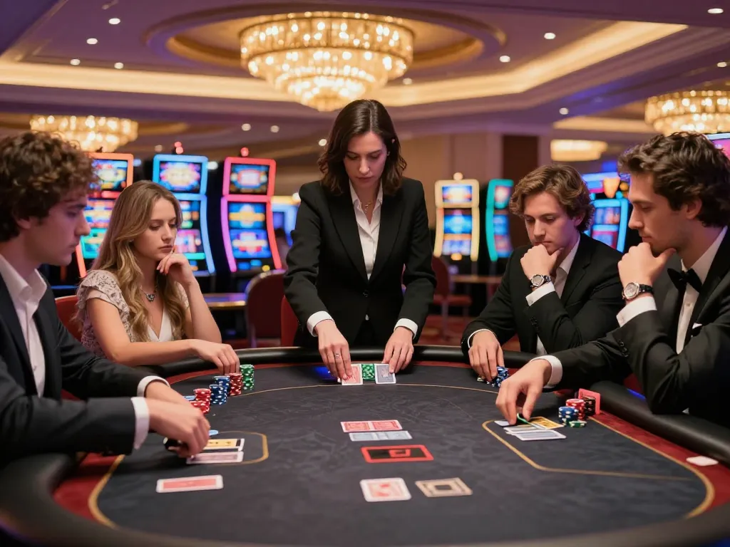 DABET poker strategy in action at a high-stakes casino table with players focused on their hands.