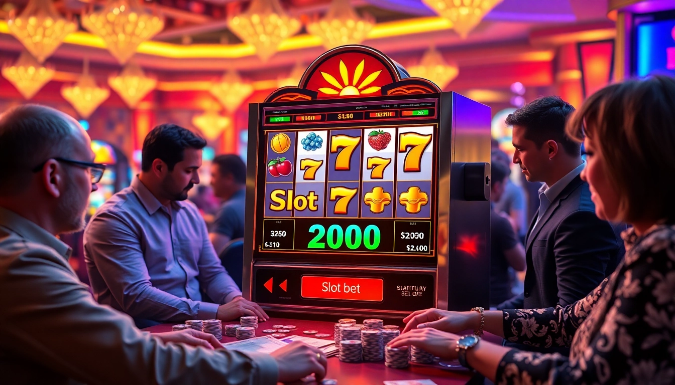 Pemain melakukan taruhan slot 200, menang di lingkungan kasino yang meriah.