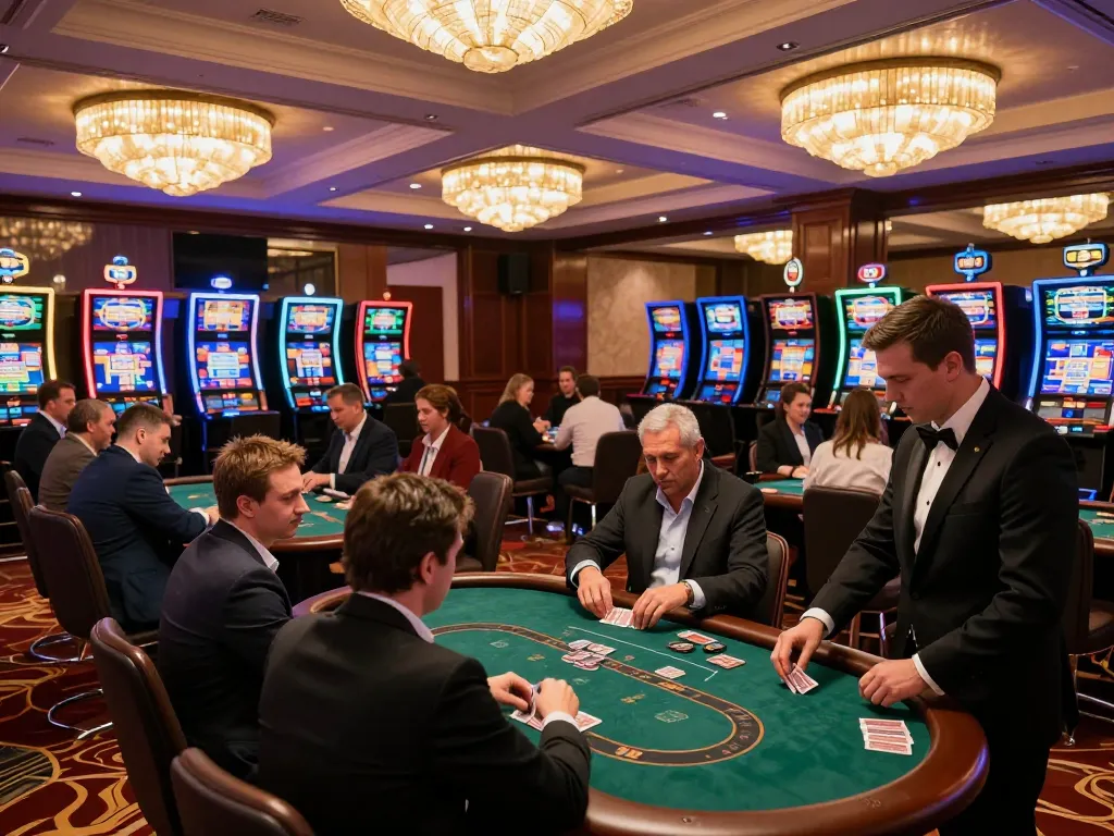 Players enjoying a strategic gaming session at Iwinclub in an elegant casino atmosphere