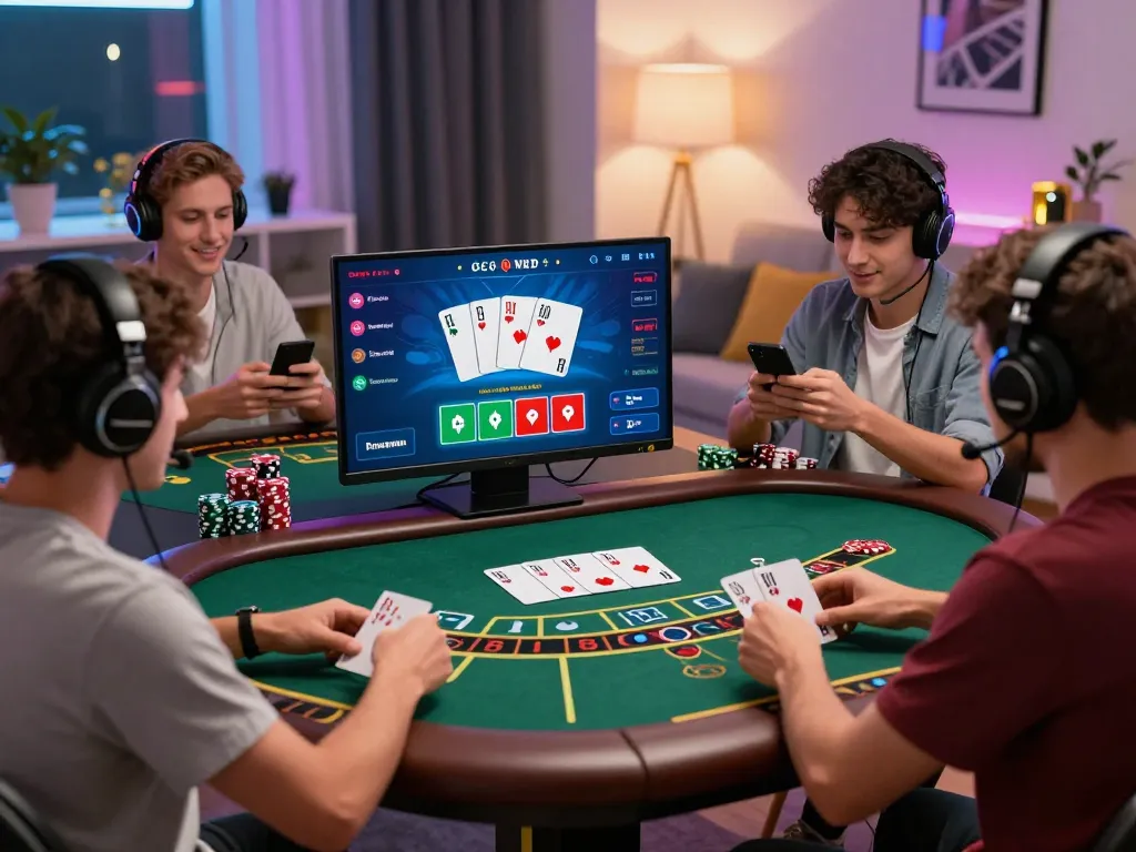 Players enjoying baccarat on an online platform, highlighting the vibrant atmosphere of a popular 바카라사이트.