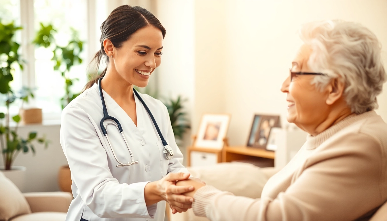 Engaging in home health care services near me with a caregiver supporting an elderly client.