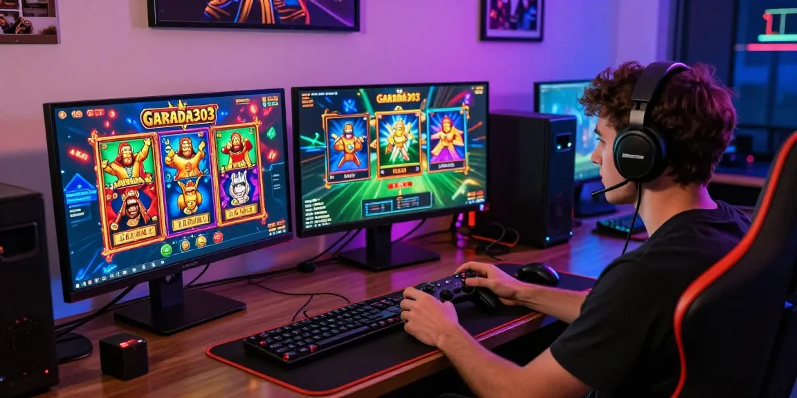 Exciting gaming setup featuring garuda303 slot games, immersive player experience.