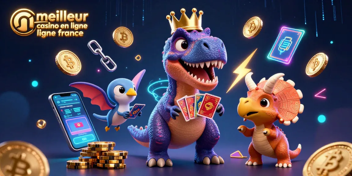 Les jeux de casino en ligne avec le meilleur casino en ligne France illustrés par un T-Rex jouant aux cartes avec un Ptérodactyle.