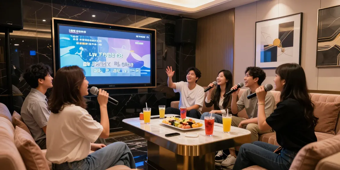 강남 가라오케의 고급스러운 분위기와 즐거운 모임 장면