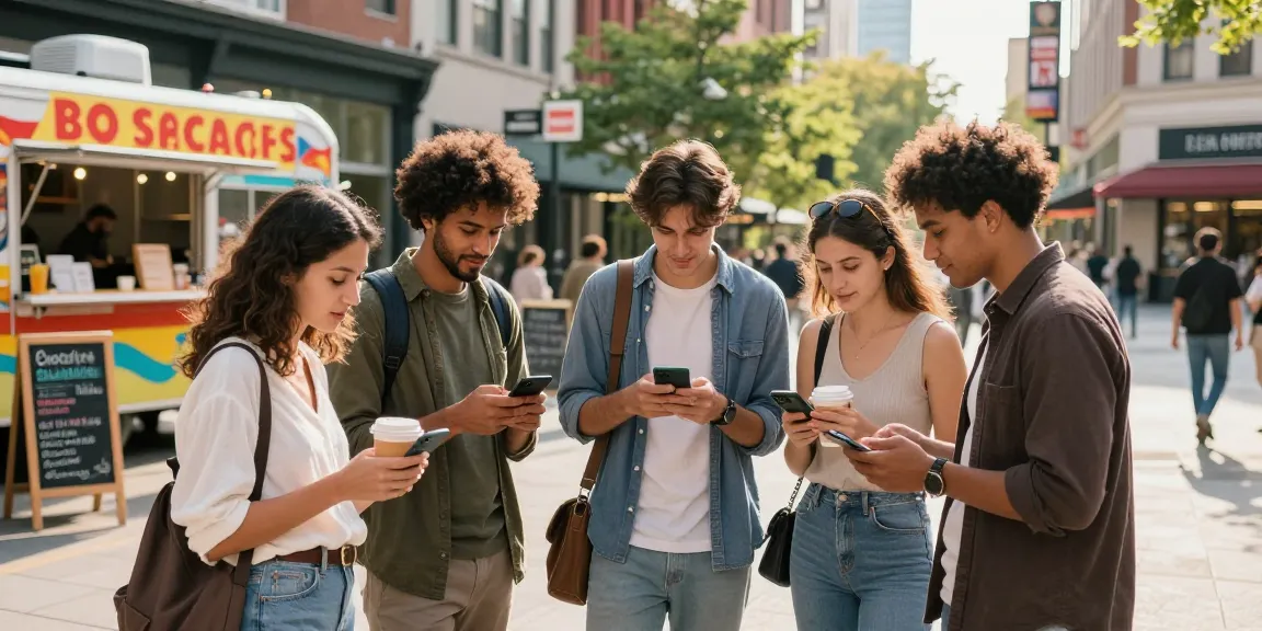 Engaging urban search experience scene at https://forumup.org/shop/search.php?ca_id=&addr1=&addr2=&addr3=&schKeyword with friends discovering local businesses.