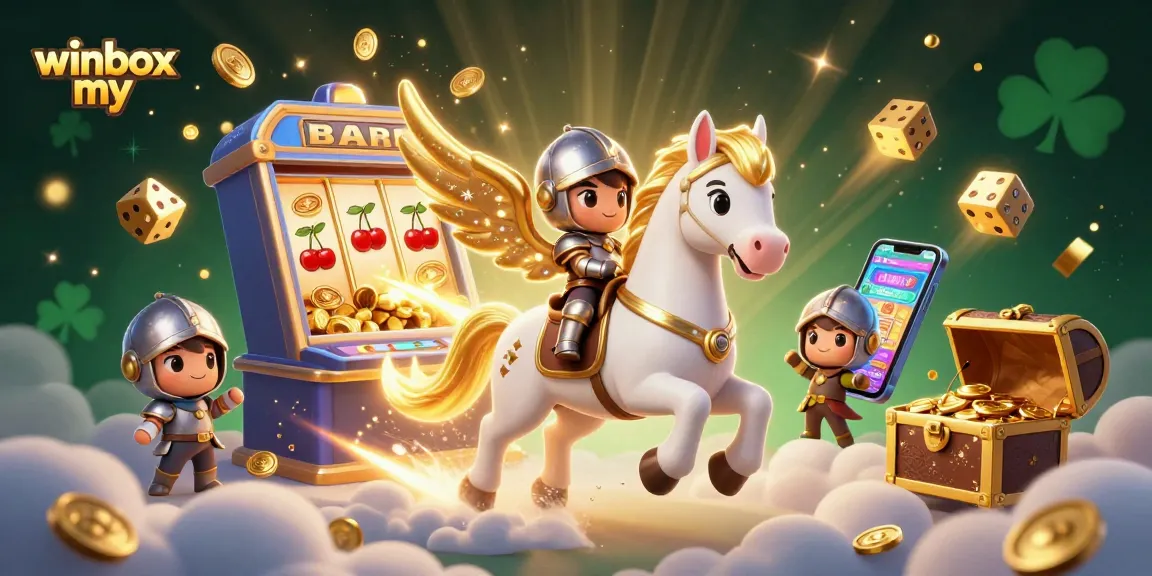 Experience the excitement at winbox my with a dynamic illustration of a jackpot explosion, colorful games, and vibrant casino elements.