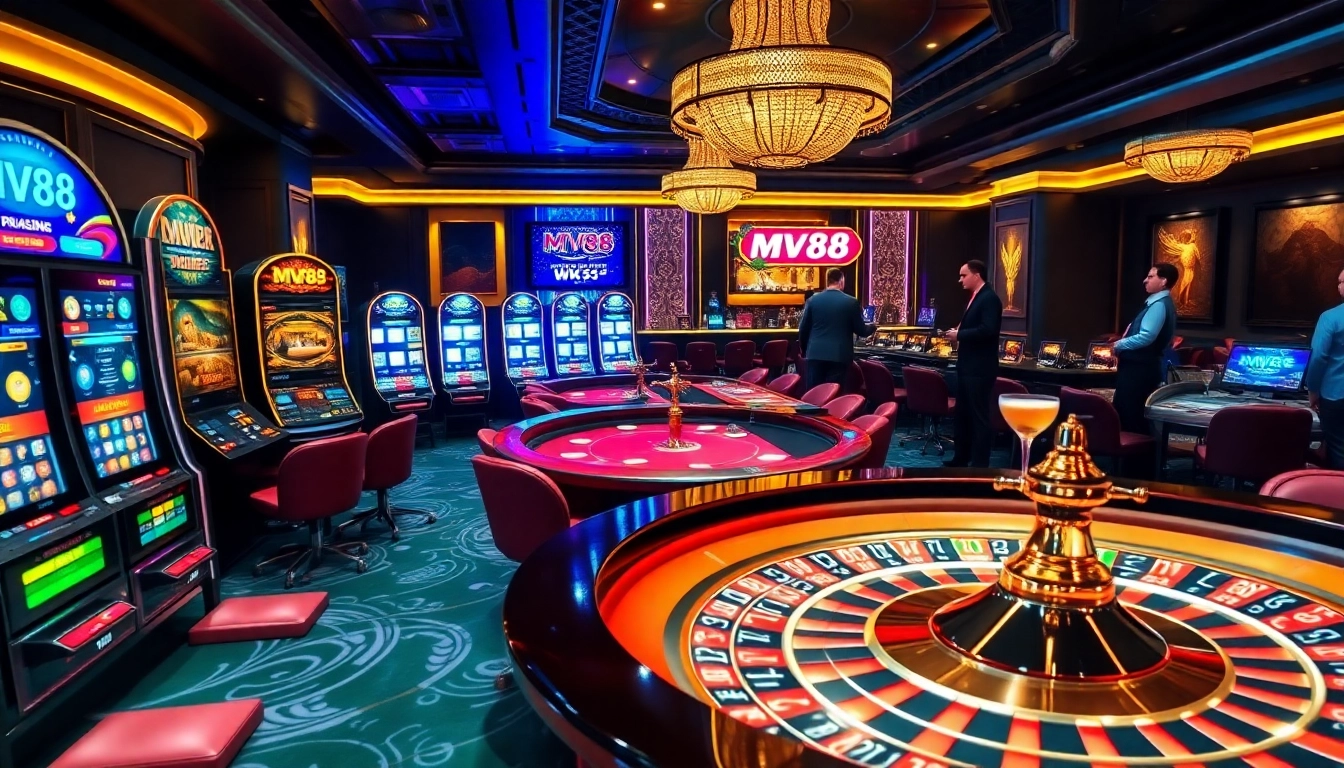 Players enjoying thrilling games at a casino, highlighting MV88 audio equipment in action.