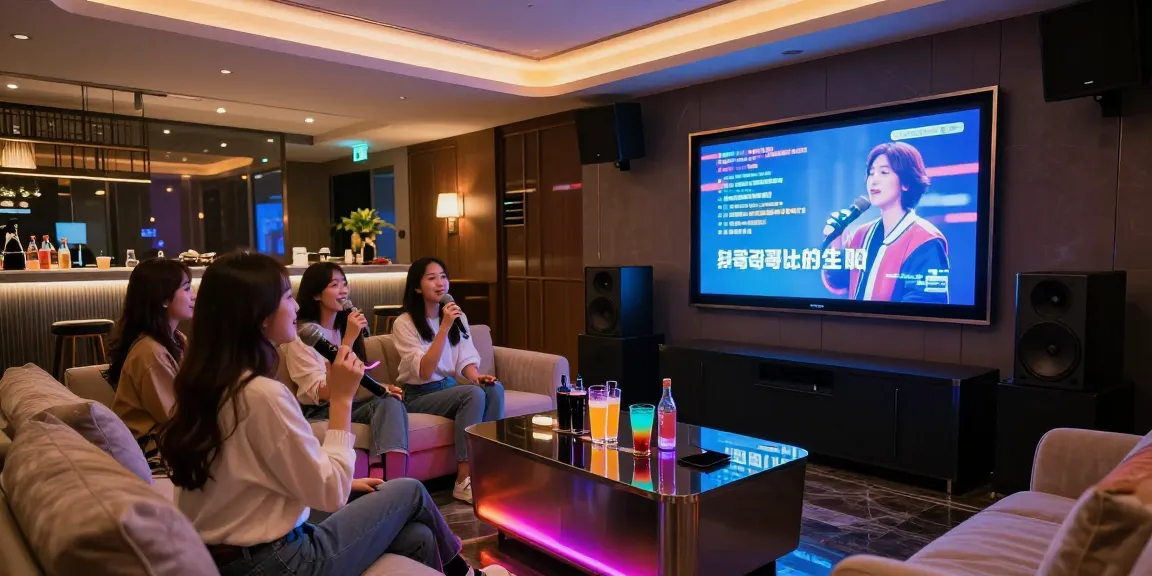 강남쩜오에서 친구들과 함께 즐거운 시간을 보내고 있는 고급스러운 노래방 모습입니다.