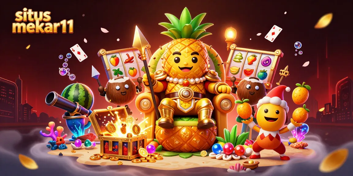 Spin the reels at situs mekar11 with exciting jackpots, featuring a vibrant 3D casino scene.