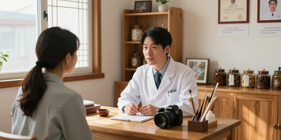 Consultation at 영통한의원, showcasing patient interaction and holistic healing environment.