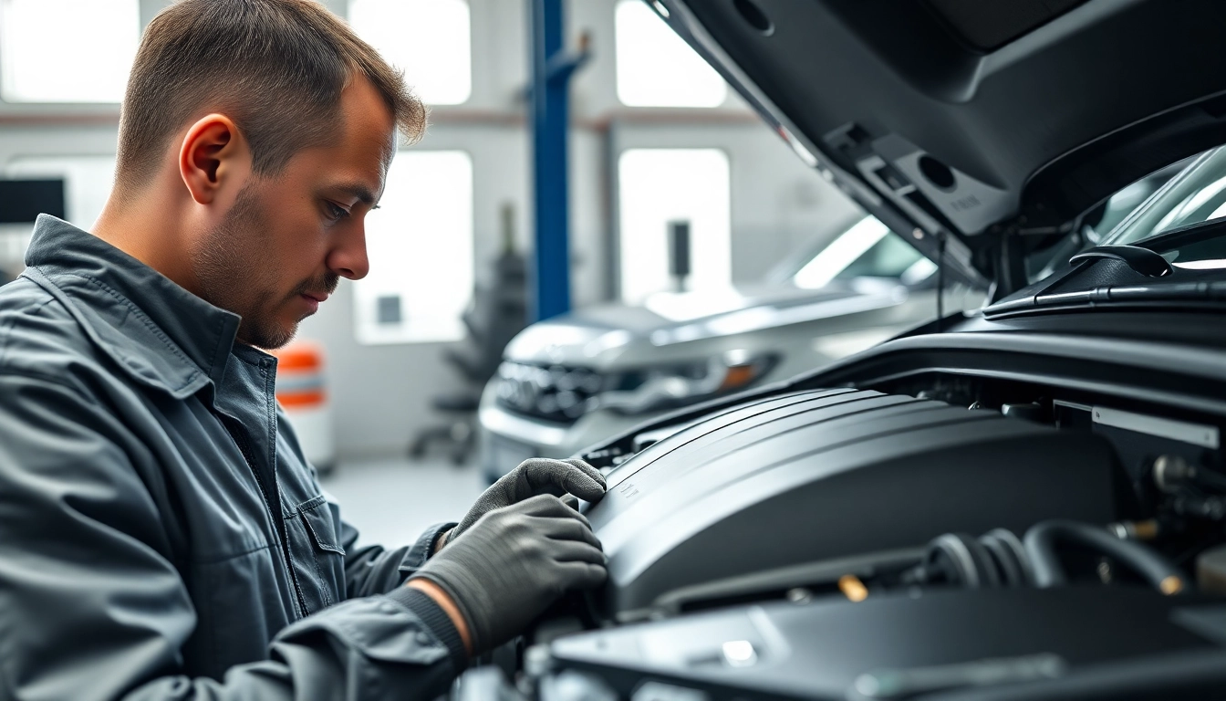 Technician performing a precise Land Rover Service in a modern workshop.