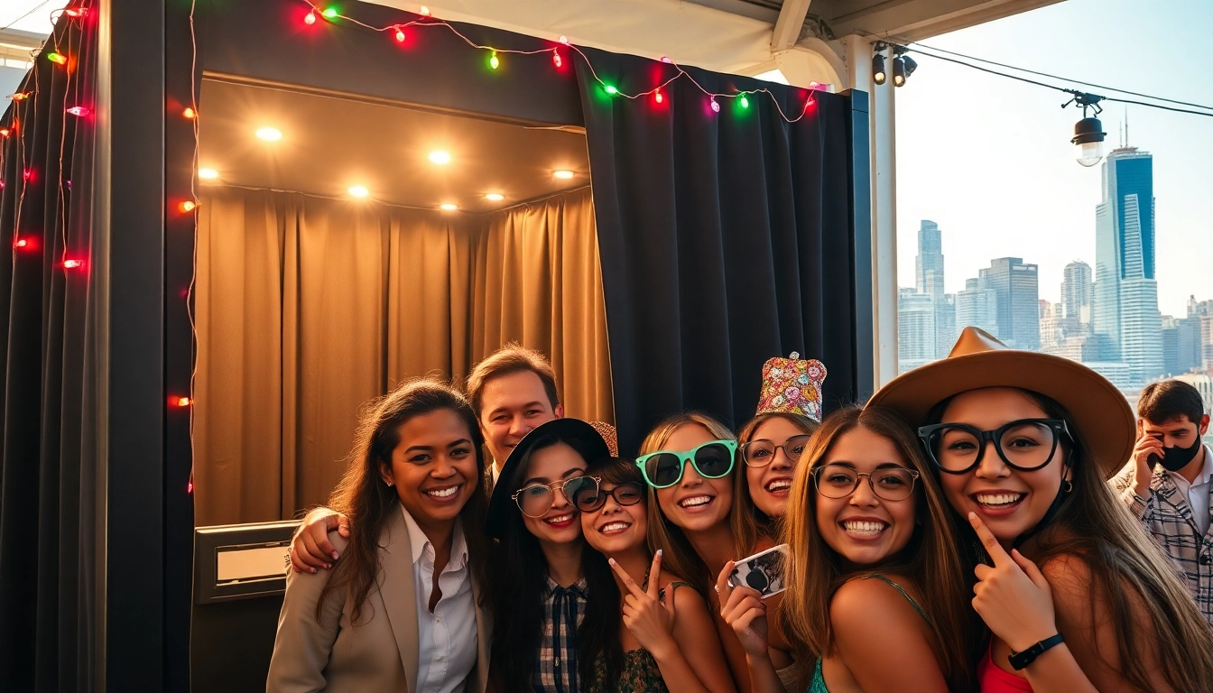 Capture fun moments at a photo booth chicago event with friends and colorful props.